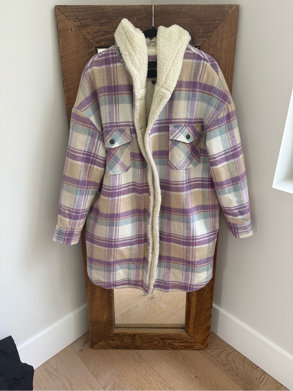 Lucky Brand Purple Plaid Sherpa-Lined Coat